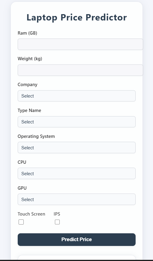 Laptop Price Predictor screenshot 1